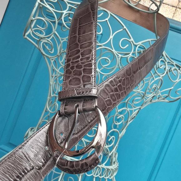 Genuine Leather Belt Alligator Embossed Wide Womens Real Patten Leather Belt M - Picture 15 of 16